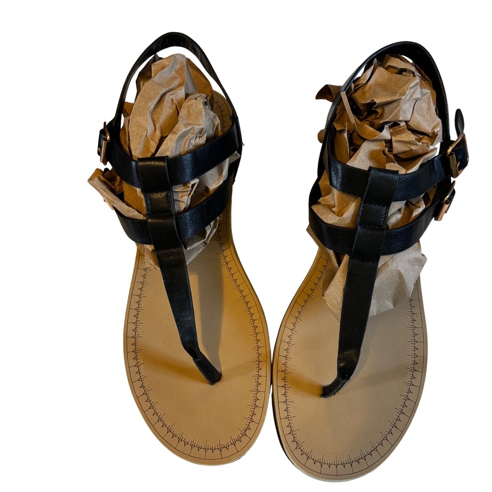Journee Collection Women's Bianca Wedge Sandals Sz 11‎ T-Strip Design EUC